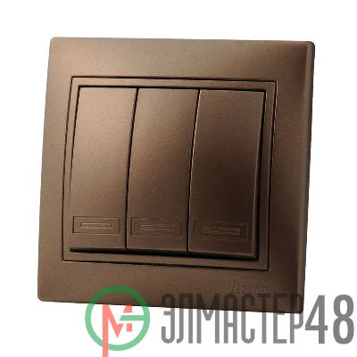 Выключатель 3-кл. СП Мира свет. корич. перламутр Lezard 701-3131-109