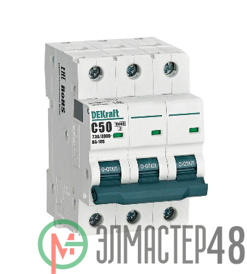 Выключатель автоматический модульный 3п C 50А 10кА ВА-105 DEKraft 13182DEK