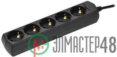 Удлинитель 5х5м с заземл. 10А IP20 У05 250В ПВС 3х1 черн. GENERICA WYP10-10-05-05-Z-K02-G