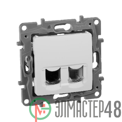 Механизм розетки комп. + телеф. 1-м СП Etika RJ11 + RJ45 CAT.5 UTP бел. Leg 672252
