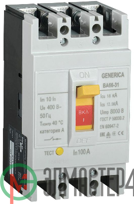 Выключатель автоматический 3п 100А 18кА ВА66-31 GENERICA IEK SAV10-3-0100-G
