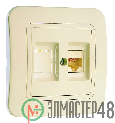 Розетка компьютерная 2-м СП Lillium 16А IP20 CAT.5e + гнездо крем./крем. Makel 70235