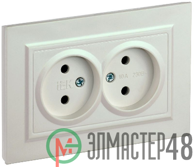 Розетка 2-м СП BRITE РС12-2-БрЖ 10А в сборе без заземл. без защ. шторок жемчуж. IEK BR-R20-10-K36-F
