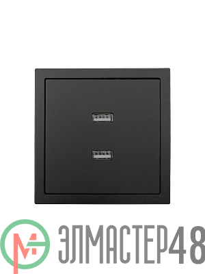Розетка 1-мест. с 2-мест. USB разъем СП ZIMA IP20 черн. бархат LEZARD 704-4288-192