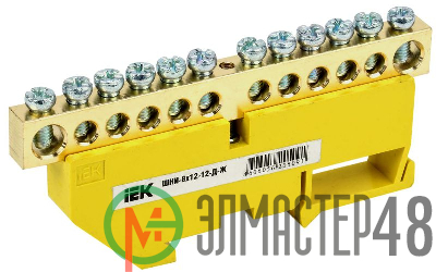 Шина PE "земля" на DIN-изол. ШНИ-8х12-12-Д-Ж ИЭК YNN10-812-12D-K05