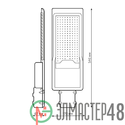 Светильник светодиодный Avenue 150Вт 5000К IP65 15 000лм 190-250В 546х170х67мм ДКУ уличный консольный КСС "Ш" GAUSS 629534305