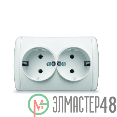 Розетка 2-м ОП Клио 16А IP44 с заземл. бел. UNIVersal К2231
