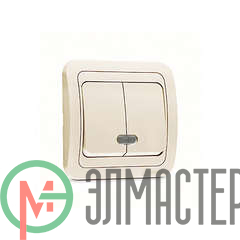 Выключатель 2-кл. СП Mimoza 10А IP20 с подсветкой крем./крем. Makel 25023