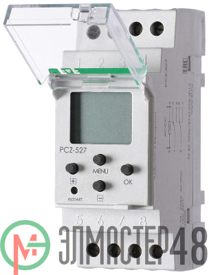 Реле времени PCZ-527 (2канала астрономическое 24-264В AC/DC 2х16А 2перекл. IP20 монтаж на DIN-рейке) F&F EA02.002.006