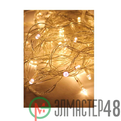 Гирлянда 10.8м 100LED бел. прозр. провод 8 режимов мигания IP20 тепл. бел. Космос KOC_GIR100LED_W