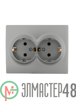 Розетка 2-м СП KARINA термопласт с заземл. серебро мат. LEZARD 707-4300-127B