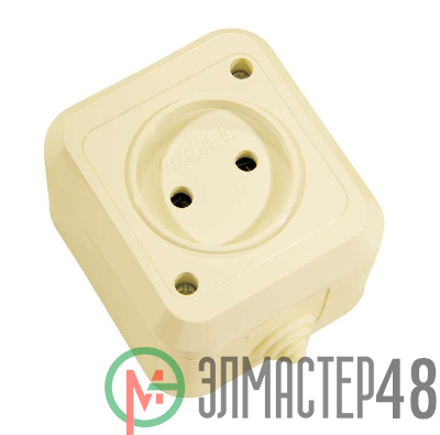 Розетка 1-м ОП 10А IP44 без заземл. п/герм. крем. Makel 18206
