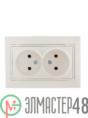 Розетка 2-м СП Мира 16А IP20 без заземл. керам. жемчуж. бел. перламутр LEZARD 701-3030-128