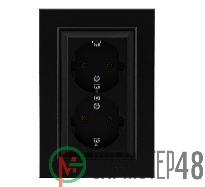 Розетка двойная с заземления Karea черн. Makel 56054082