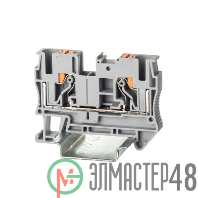 Клемма проходная зажим push-in 2 точки подключения 6кв.мм сер. DKC VPR-6-GY