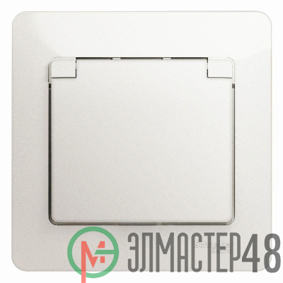 Розетка 1-м СП Glossa 16А IP20 с заземл. защ. шторки с крышкой в сборе перламутр. SchE GSL000646