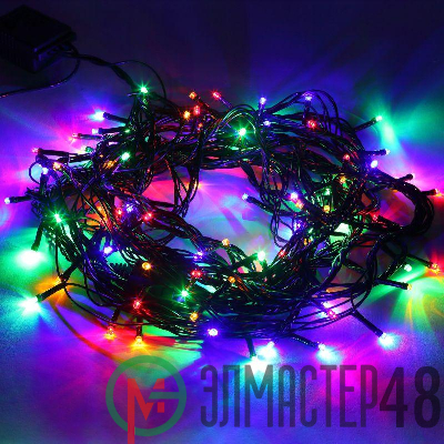 Гирлянда светодиодная "Нить" 10м 100LED 8 режимов зел. пр. 220В IP20 мультиколор ЭРА Б0041893