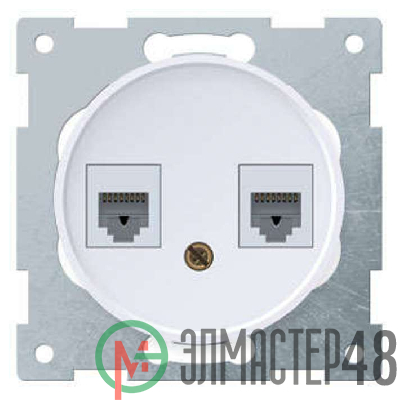 Механизм розетки комп. + телеф.2-м СП Florence RJ11/RJ45 кат.5e бел. 1E20801300 OneKeyElectro 2172771