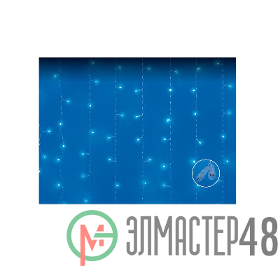 Занавес LED с эффектом мерцания ULD-C3020-240/TTK BLUE IP44 3х2м соед. 240 диодов син. свет провод прозр. Uniel UL-00007215