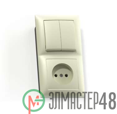 Блок СП БКВР-409 Селена (2-кл. выкл. + розетка) сл. кость Кунцево 8171