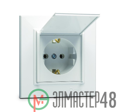 Розетка с/з и крышкой (Керамика) СП Karea 16А IP20 бел. Makel 56001009