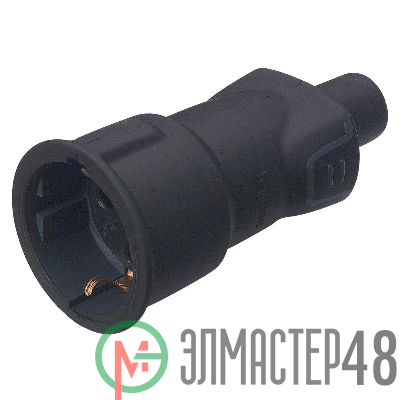 Розетка штепсельная Helium 16А с заземл. резина черн. Leg 050197