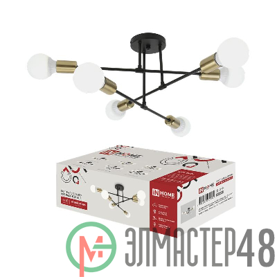 Светильник LOFT EASY-6E27-BLT 6хE27 потолочн. под лампу; латунь черн. IN HOME 4690612062655
