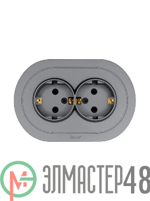 Розетка 2-м СП OSEN с заземл. ПБТ круглая механизм сер. матов. LEZARD 744-7400-127B
