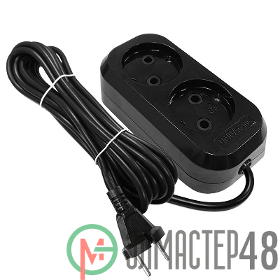 Удлинитель 2х3м без заземл. 10А IP20 Е-202 ПВС 2х0.75 АБС-пластик черн. UNIVersal 2104