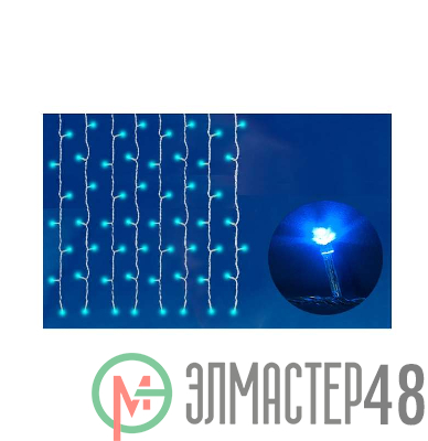 Занавес светодиодный ULD-C2030-240/TWK BLUE IP67 с эффектом мерцания 3х2м соединяемый 240LED cиний свет провод бел. Uniel UL-00001358