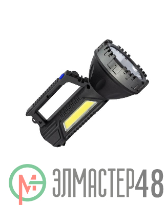 Фонарь-прожектор аккумуляторный ручной 3Вт LED+3Вт COB LED Li-ion 18650 1200мА.ч корпус ABS-пластик индикатор уровня заряда USB-шнур плечевой ремешок КОСМОС KOC904Lit