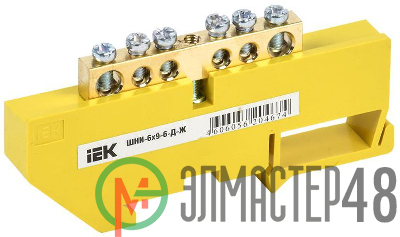 Шина PE "земля" на DIN-изоляторе ШНИ-6х9-6-Д-Ж ИЭК YNN10-69-6D-K05