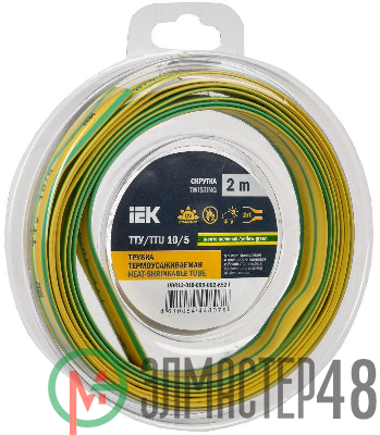 Трубка термоусадочная ТТУ нг-LS 10/5 желт./зел. (уп.2м) IEK UDR12-010-005-002-K52-T