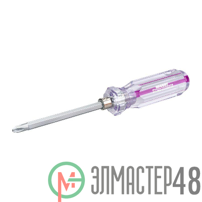 Отвертка комбинированная прозрачная рукоятка двухсторонний стержень 120мм (крестовая PH2 шлицевая SL 6мм) Rexant 12-4742