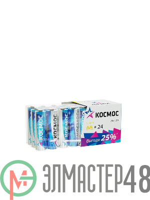 Элемент питания алкалиновый LR6 пласт. бокс (уп.24шт) Космос KOCLR6_24BOX
