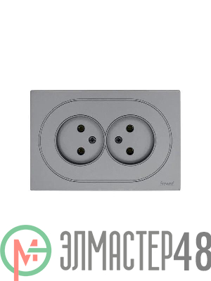 Розетка 2-м СП OSEN без заземл. ПБТ механизм сер. матов. LEZARD 743-7400-128B