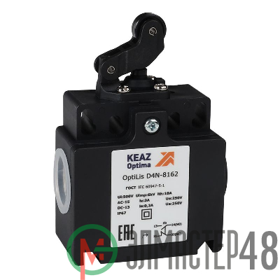 Выключатель концевой OptiLiS D4N-8162 рычаг роликовый горизонтальное перемещение EN 50047 XCKT2121P16 КЭАЗ 365316
