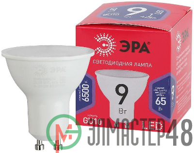 Лампа светодиодная MR16-9W-865-GU10 R (диод софит 9Вт холодн. GU10) (10/100/4000) Эра Б0045352