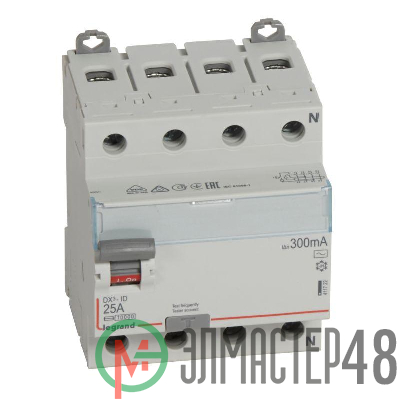 Выключатель диф. тока 4п 25А 300мА тип AC DX3 Leg 411722