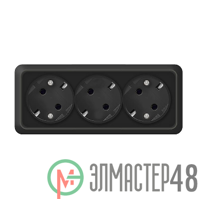 Розетка 3-м ОП Олимп 16А IP20 с заземл. черн. Universal 2218