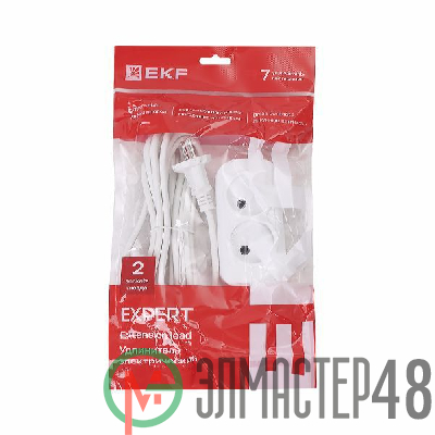 Удлинитель 2х3м без заземл. 10А IP20 Эксперт 2.2кВт ПВС 2х0.75 PROxima EKF UBA10-275-2-03