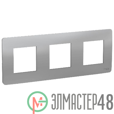 Рамка 3-м UNICA STUDIO алюм. SchE NU200630