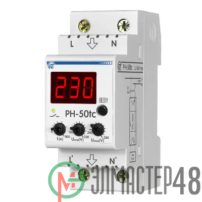 Реле напряжения РН-50tc - 50А – 220В DIN – рейка для защиты техники во всей квартире 2 DIN журнал аварий термозащита НовАтек-Электро 3425600050tc