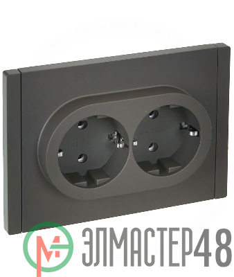 Розетка 2-м СП FORTE&PIANO FP324 16А с заземл. без защ. шторок безвинт. крепл. сер. IEK FP-R21-16-1-K03