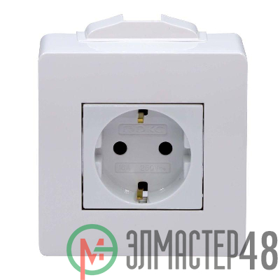 Коробка 1-м ОП PDD-N60 16А IP00 с заземл. с силовой роз. BRAVA 2мод. бел. DKC 10482
