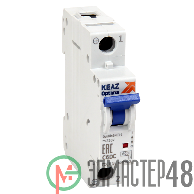 Выключатель автоматический модульный 1п C 1А OptiDin BM63-1C1-DC-УХЛ3 КЭАЗ 261160