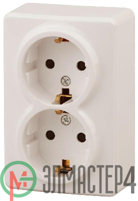 Розетка ОП 11-2206-02 2х2P+E Schuko защ. шторки 16АХ-250В Эксперт сл. кость ЭРА Б0020695