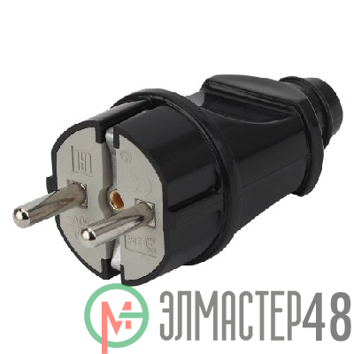 Вилка с заземл. прямая 16А черн. Vx2-B ЭРА Б0039674