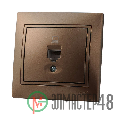 Розетка компьютерная 1-м СП Мира RJ45 свет. корич. перламутр Lezard 701-3131-139