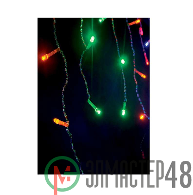 Гирлянда "Световая бахрома" 2х0.5м 100LED 8 режимов мигания IP20 мультиколор провод прозр. 1.5м Космос KOC_CUR100_RGB